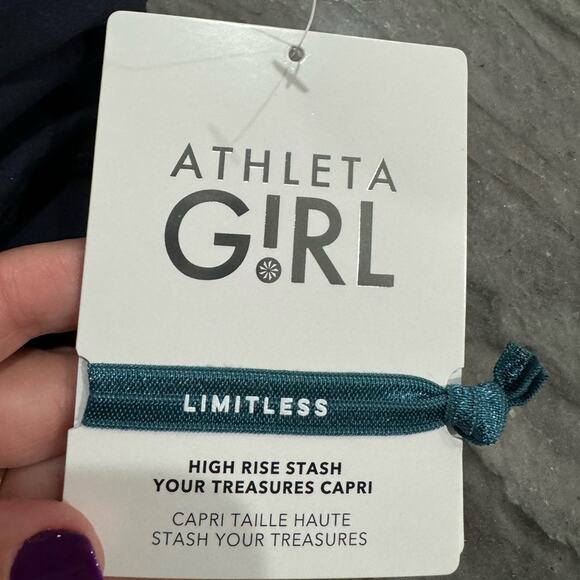 NWT Athleta Girl High Rise Stash Your Treasures Capri Tight Navy Size Large/12 - Picture 12 of 15